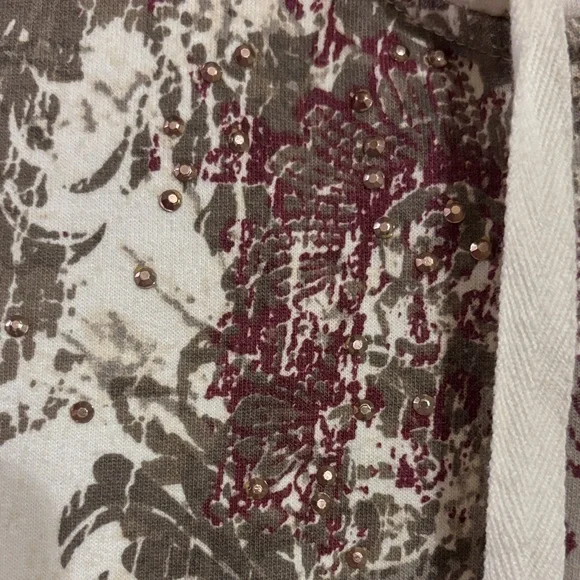 Maurices Cream and Purple Floral Hoodie - Picture 3 of 7